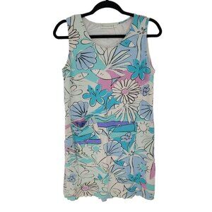Lulu B womens medium pastel floral fish sleeveless summer dress